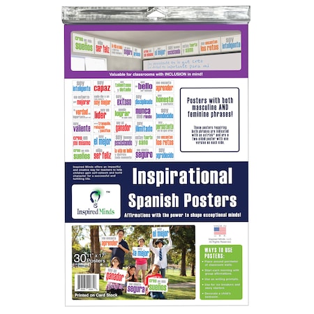 Inspired Minds Motivational Card Stock Posters, Set of 30, Spanish ISM523CS30S